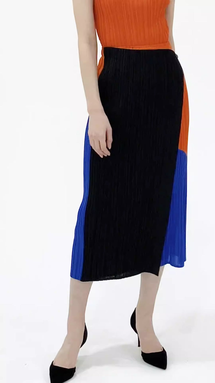 Texture Pleated Multi Colored Skirts-LAVK
