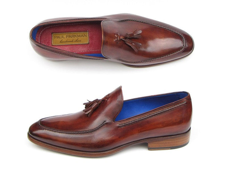 Paul Parkman Men's Tassel Loafer Brown Leather Upper and Leather Sole (ID#073-BRD)