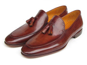 Paul Parkman Men's Tassel Loafer Brown Hand Painted Leather (ID#049-BRW)