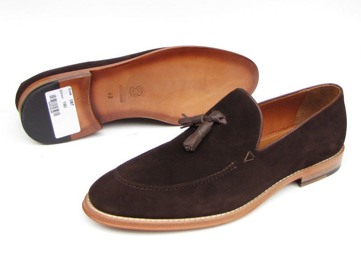 Paul Parkman Men's Tassel Loafer Brown Suede Shoes (ID#087-BRW)