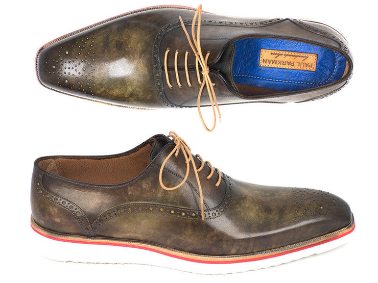Paul Parkman Smart Casual Oxford Shoes For Men Army Green (ID#184SNK-GRN)