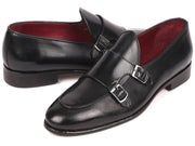 Paul Parkman Men's Black Double Monkstrap Shoes (ID#HT82BLK)