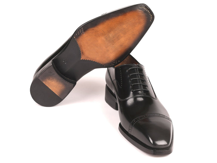 Paul Parkman Goodyear Welted Cap Toe Oxfords Black Polished Leather (ID#056BLK84)