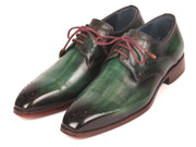 Paul Parkman Men's Green Medallion Toe Derby Shoes (ID#6584-GRN)
