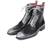 Paul Parkman Men's Gray Burnished Leather Lace-Up Boots (ID#BT535-GRY)