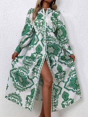 Women’s Printed V Neck Maxi Dress