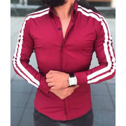 Men's Sporty Double Stripe Long Sleeve Shirt - Men VK
